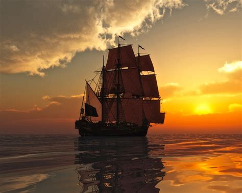Sailing Ship Sunset Wallpaper Free Hd Ship Downloads