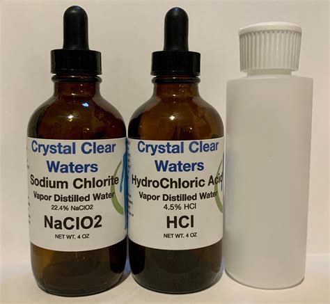 Water Purification Solution Chlorite Naclo2 4oz Hcl 4oz Etsy