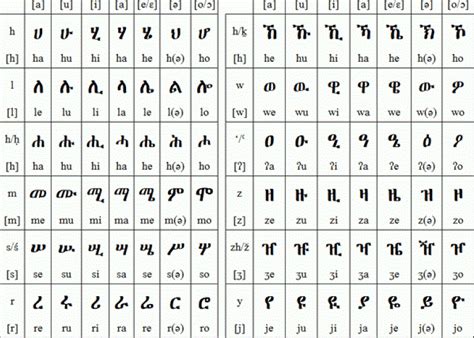 Amharic Language Chart Oppidan Library