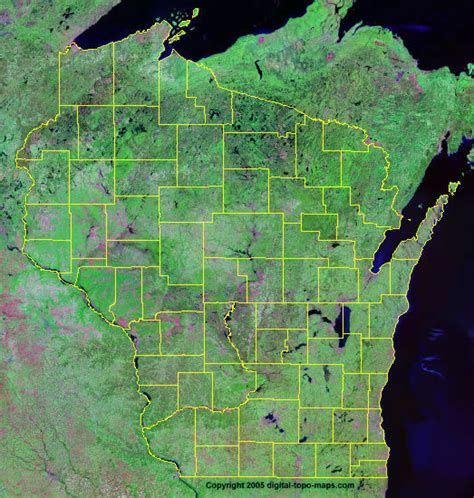 Wisconsin Satellite Wall Map By Outlook Maps Mapsales Gambaran