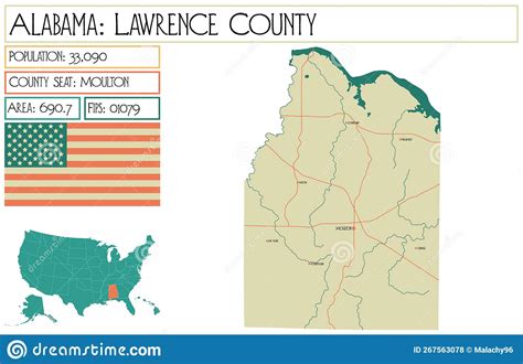Map Of Lawrence County In Alabama Usa Stock Vector Illustration Of