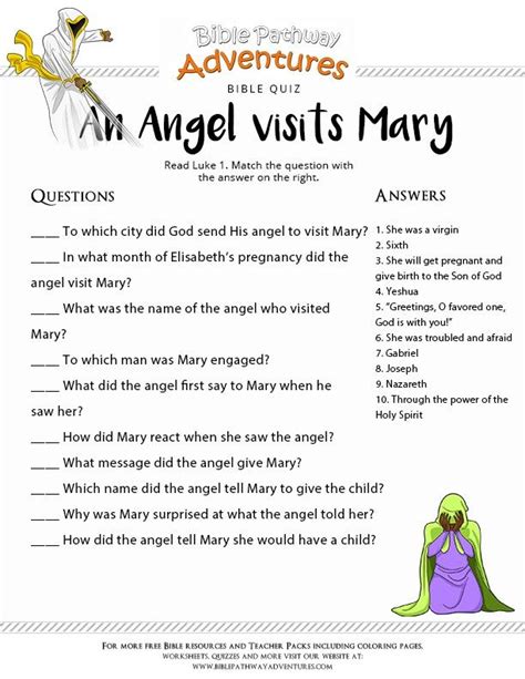 Angel Visits Mary Bible Quiz Christmas Sunday School Lessons Bible