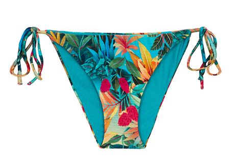 Blue Tropical Flowers Side Tie Bikini Bottom Bottom Paradise Ibiza