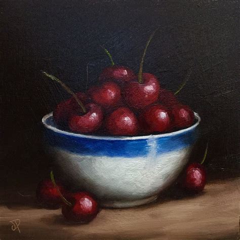 Bowl Of Cherries Original Oil Painting Still Life By Jane Palmer By