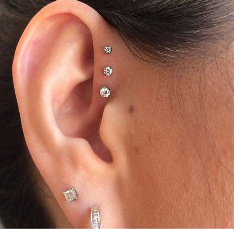 Stunning Triple Forward Helix Piercing