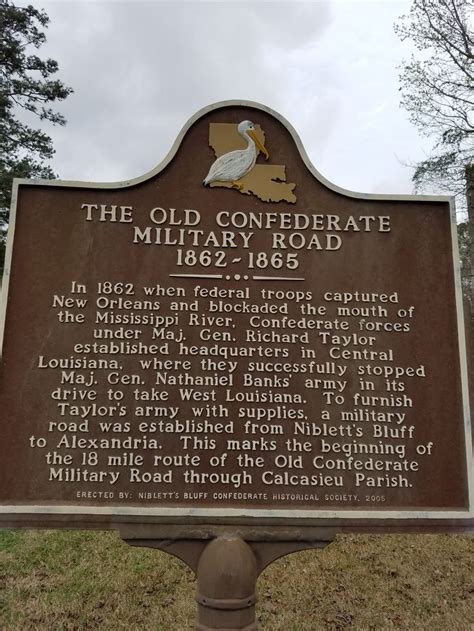 Louisiana Historical Marker The Road From Nibletts Bluff Confederate