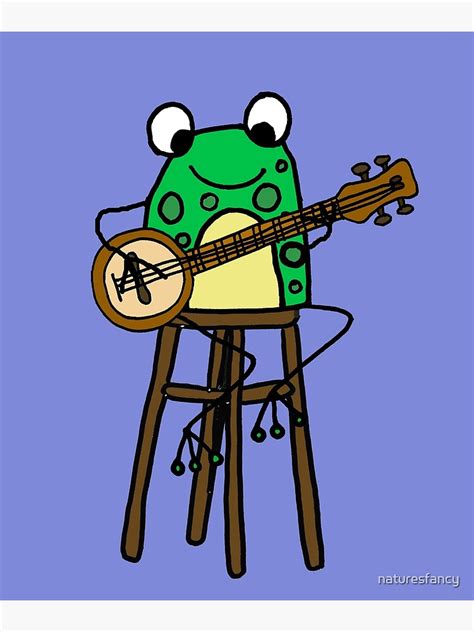 Funny Frog Playing Banjo Music Cartoon Poster By Naturesfancy Redbubble