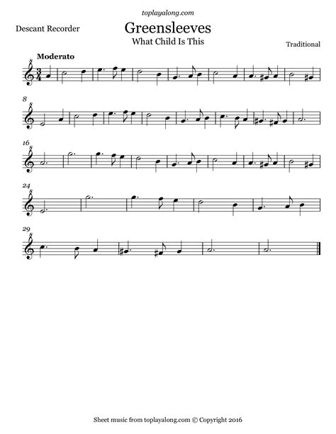 Download this printable piano music now. Greensleeves - toplayalong.com