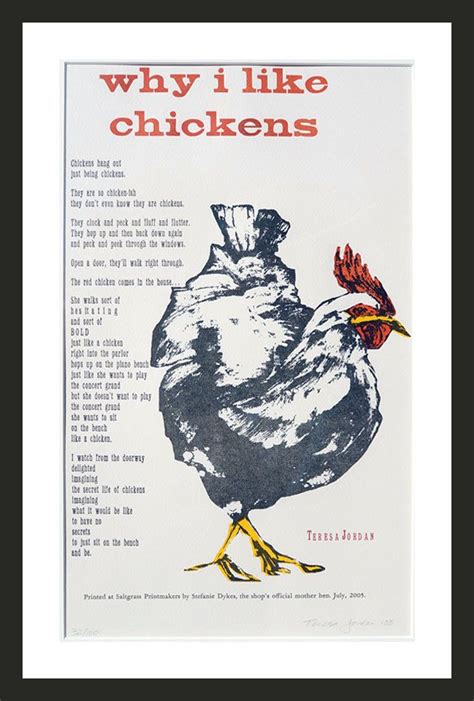 Items Similar To Why I Like Chickens Unframed Limited Edition Letterpress Broadside On Etsy
