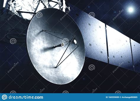 A Huge Dish Of Antenna On A Space Satellite Station Elements Of This