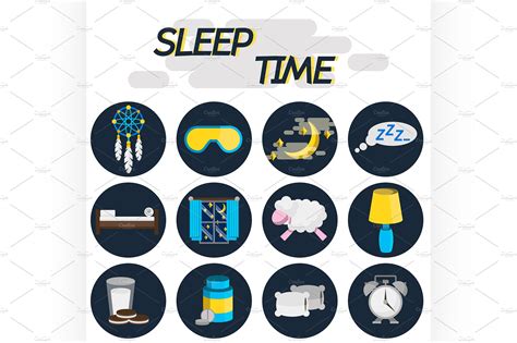 Sleep Time Flat Icon Set ~ Illustrations ~ Creative Market