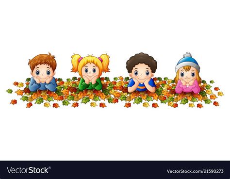 Illustration Of Kids Playing With Autumn Leaves Download A Free