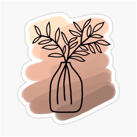 Minimal Flower With Nude And Brown Aesthetic Sticker For Sale By Mugstopia Redbubble