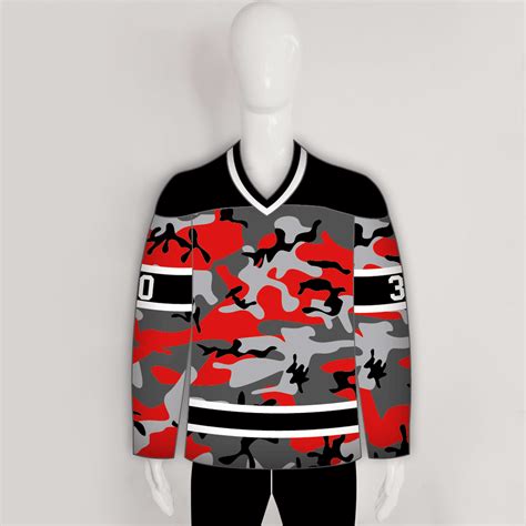 Red Black Camouflage Custom Sublimated Hockey Jerseys Youngspeeds