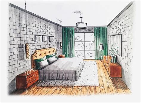 Guest Bedroom By Natalia Pristenskaya Perspective Drawing Architecture