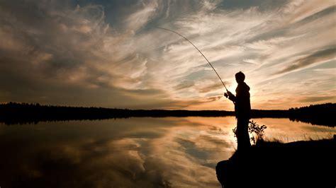 Download Wallpaper 2560x1440 Silhouette Fisherman Fishing Rod