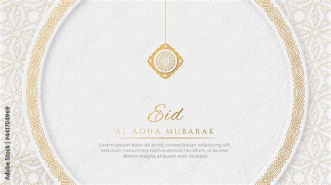 Eid Mubarak Arabic Elegant White And Golden Luxury Islamic Ornamental