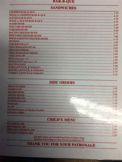 Hours may change under current circumstances Online Menu of Whispering Pines B-B-Q, Albemarle, NC
