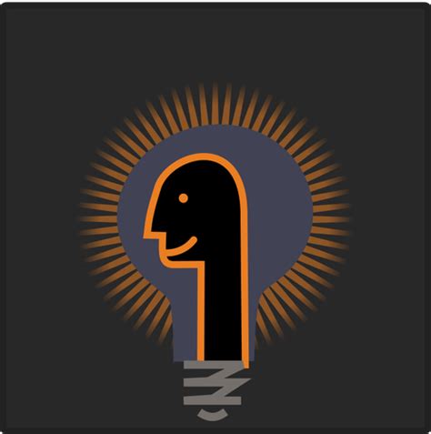Grafis Kepala Humanoid Di Depan Bohlam Lampu Menyala Domain Publik Vektor
