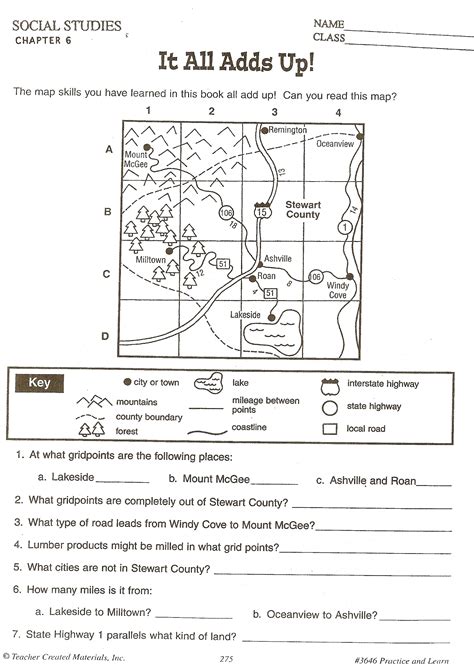Geography Map Skills Worksheets Answer Key