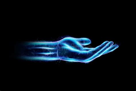 Hand Holding A Hologram On A Black Background Future Technology
