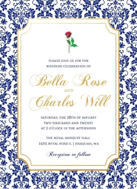 The elegant wedding invite templates are all about graceful and minimalist design. Royal Blue Damask Frame Wedding Invitation | Wedding ...