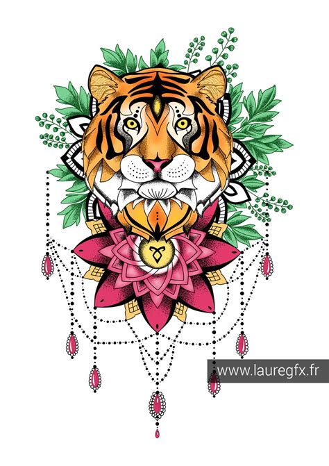 Illustration Tigre Mandala Dibujos Animales De Poder Tigre