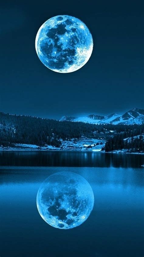Super Moon Hanging Sky Lake Shadow Iphone 5s Wallpaper Moonlight