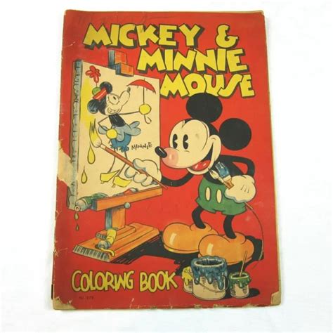 Vintage 1933 Mickey And Minnie Mouse Oversize Coloring Book Saafield 979