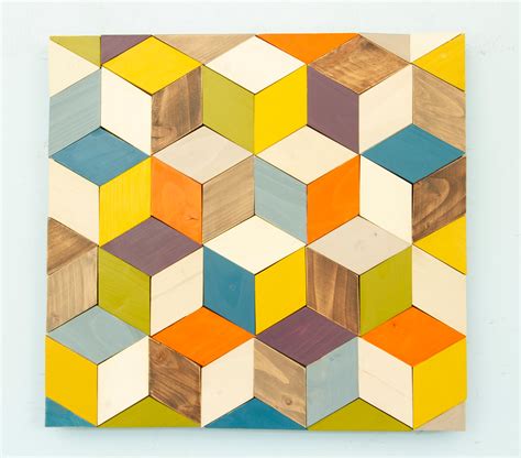 Geometric Wood Wall Art Square Alsproibida