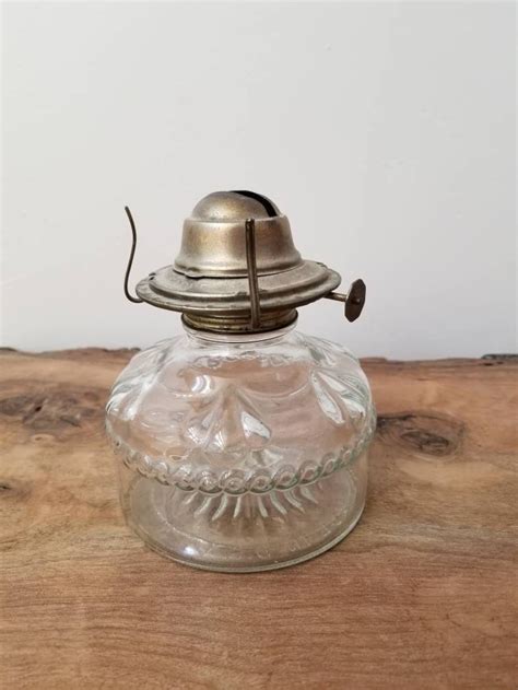 Vintage Clear Glass Oil Lamp Marked Eagle Made In The Usa Etsy