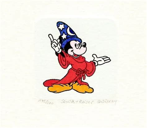 Walt Disney Mickey Mouse Fantasia Hand Painted Ltd Ed Etching 3978