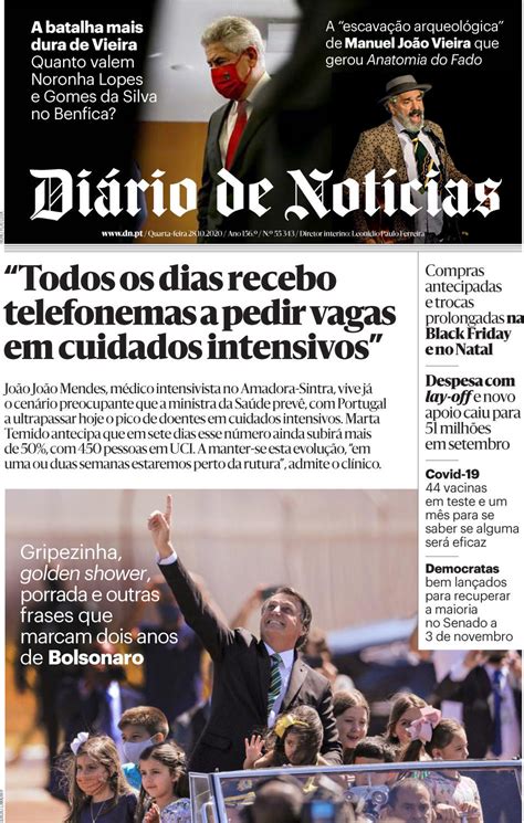 Capa Diário De Notícias 28 Outubro 2020 Capasjornaispt