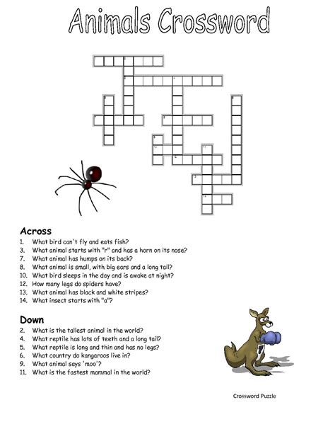 Very Easy Crossword Puzzles For Kids Activity Shelter Free Printable