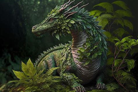 Premium Photo Ancient Forest Dragon Covered With Green Plants