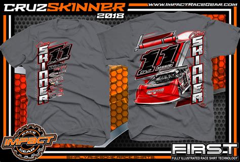 Cruz Skinner Nesmith Dirt Late Model Racing Shirts Charcoal Impact