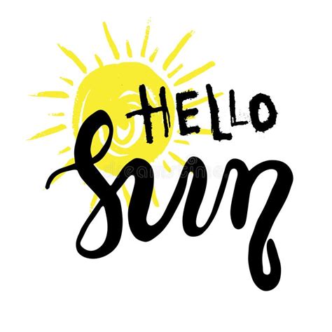 Hand Drawn Lettering Hello Sun Stock Vector Illustration Of