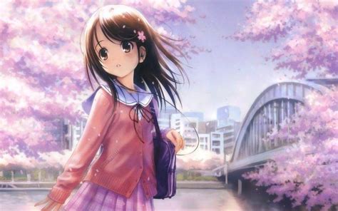 Anime Girls Shirt City Bridge Original Characters