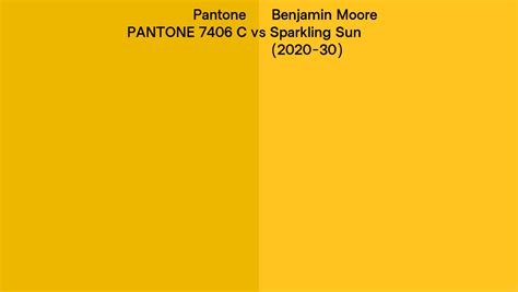 Pantone 7406 C Vs Benjamin Moore Sparkling Sun 2020 30 Side By Side