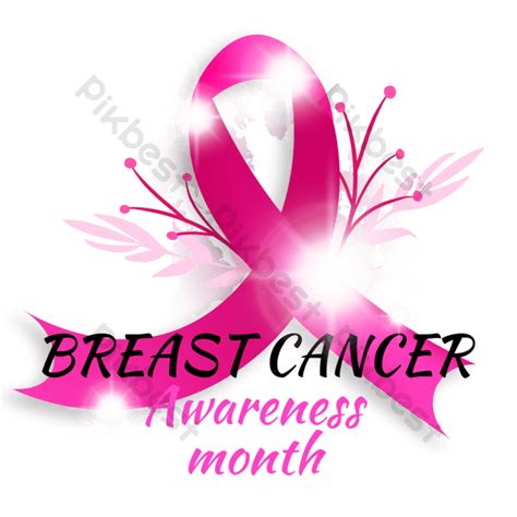 Breast Cancer Pink Ribbon And Plant Illustration Png Images Psd Free