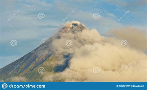 Mount Mayon Volcano In The Province Of Bicol Philippines Clouds