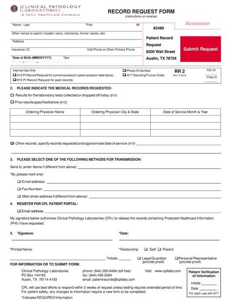 Clinical Pathology Laboratories Form Fill Online Printable Fillable