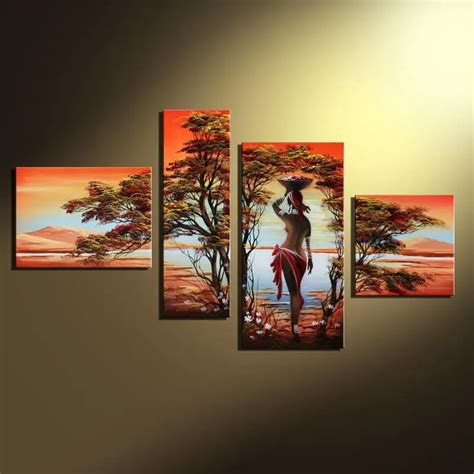 African Modern Abstract Oil Painting Nude Sexy Nude Women Tree On