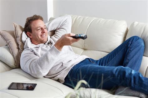 Man Watching Tv Stock Photo Image Of Rest Adult Relaxing 80768404