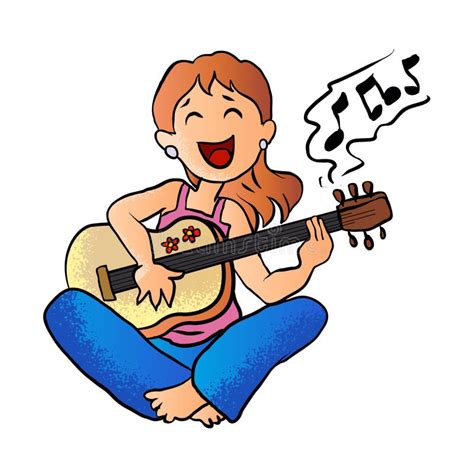 Girl Playing Guitar Cartoon Vector Stock Vector Illustration Of Song