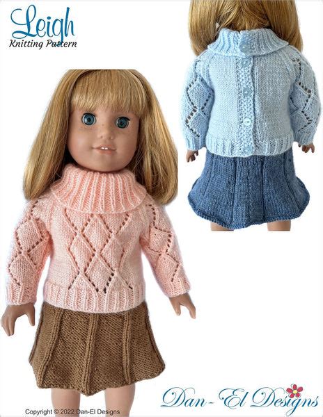 Dan El Designs Leigh Doll Clothes Knitting Pattern 18 Inch American