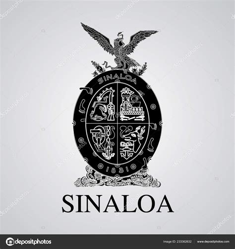 Silueta Sinaloa Escudo Armas Estado Mexicano Ilustración Vectorial Vector Gráfico Vectorial