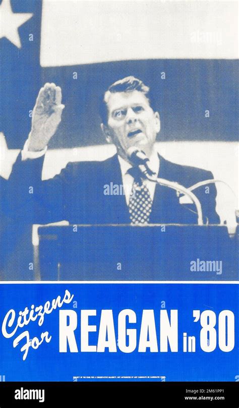 Ronald Reagan Campaign Poster Political 1980 Lets Make America