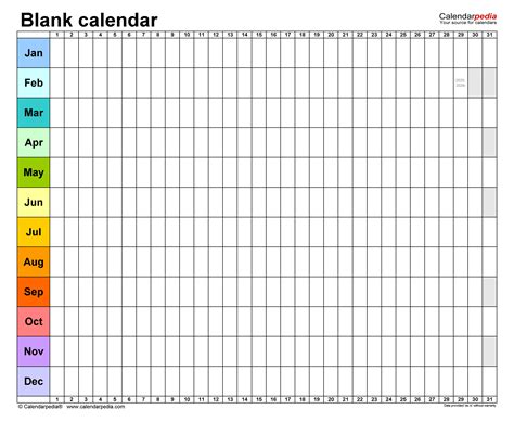 Free Printable Blank Calendar Template Paper Trail Design X