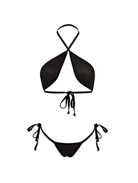 Buy SHERRYLO Fishnet Bikini Sheer Mini Micro Bikinis See Thru Wrap Around Top Brazilian G String